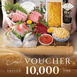 Seki Cash Voucher valued at THB 10,000, valid for 5 chances